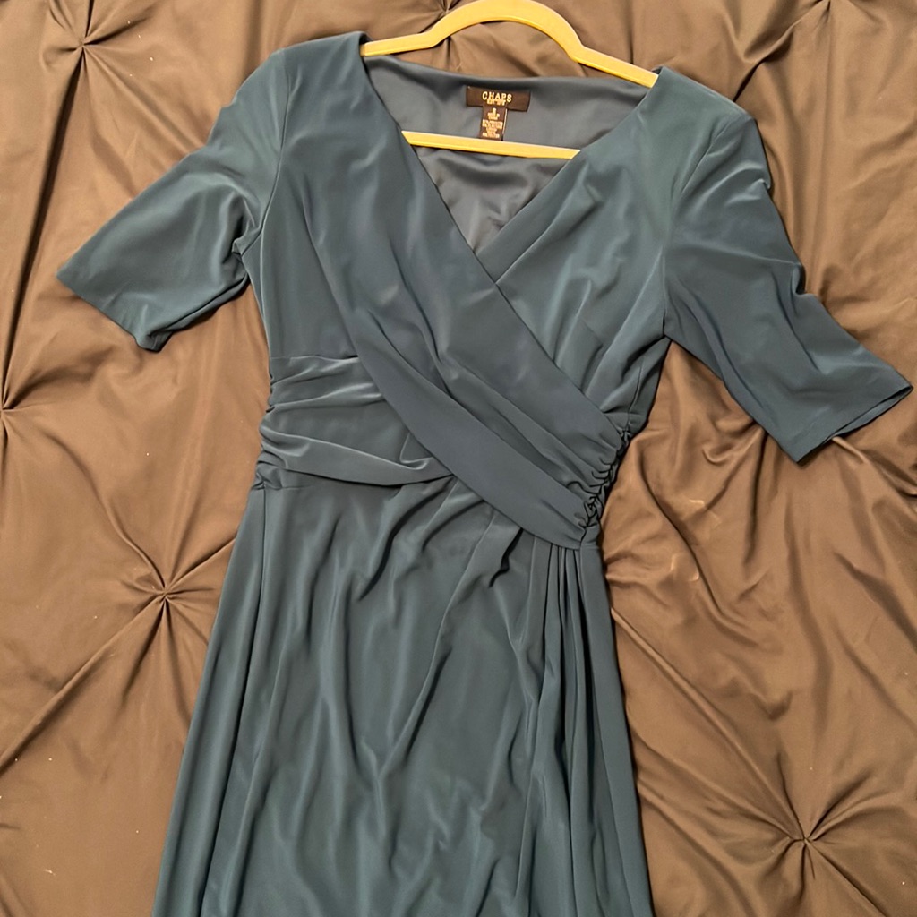 Chaps No Wrinkle Blue Dress